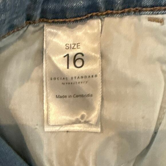 Social Standard High Rise Crop Straight Leg Jeans Plus Sz 16 Raw Hem Light Wash - Picture 7 of 13